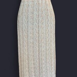 Vintage‎ 60s ILGWU Union Made Pink Knit Pencil Skirt Eyelet Chevron Coquette 10